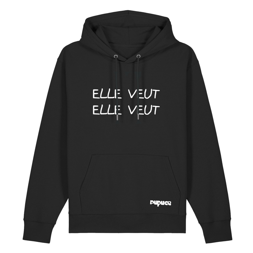 Hoodie Cordon Pupuce Noir Elle Veut Elle Veut